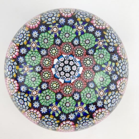 Perthshire PP159 1994 Concentric Millefiori Center Cane Garland LE Paperweight